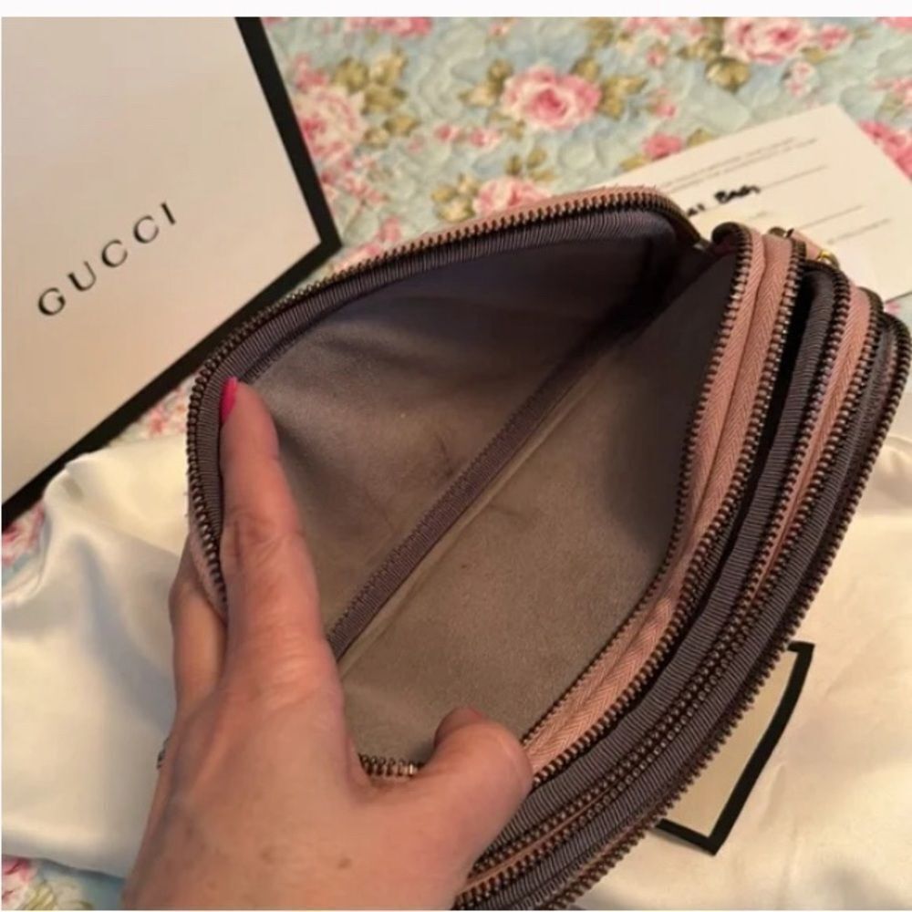 💎Gucci💎 Marmont *Triple Zip* Nude Blush Pink Camera Crossbody - Picture 9 of 11